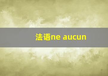 法语ne aucun